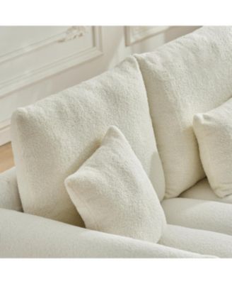 78" Teddy Fabric Sofa with Pillows & Solid Wood Frame