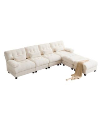 Streamdale 119" 4-Seater Sofa w/ 2 Ottomans, Adj. Backrest, 350lb/Seat, Chenille