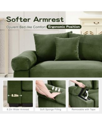 Oversized Cloud Modular Sectional Couch, Convertible, Deep Seat, Green