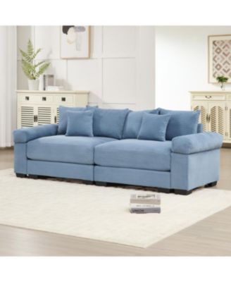 Streamdale 92" Oversized Cloud Modular Sectional Couch, Corduroy, Blue
