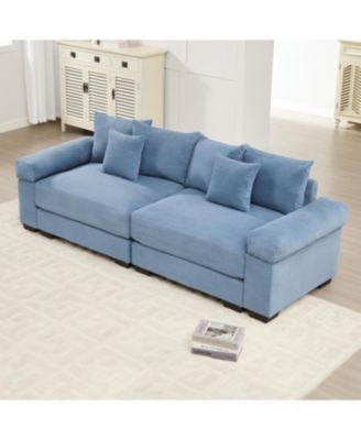 Streamdale 92" Oversized Cloud Modular Sectional Couch, Corduroy, Blue