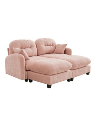 Cloud Sectional Couch, Premium Chenille, Tufted, High-Density Foam, Pink