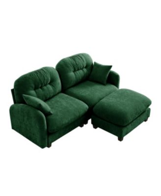 Cloud Sectional L-Shaped Couch w/ Ottoman, Soft Chenille, Tufted