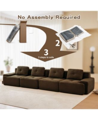 Streamdale 153" Modern Modular Corduroy Sectional Sofa, 4-Seater Couch, Brown