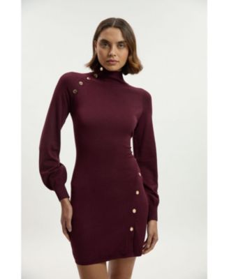 Women's Viscose Blend Popper Knit Mini Dress