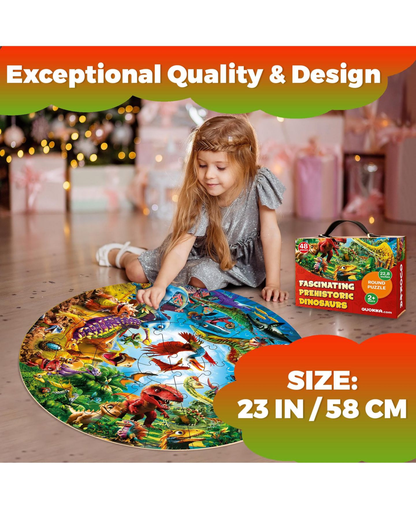 Детские пазлы Quokka Floor Puzzles for Kids - Large Giant Educational Toddler Puzzles Ages 2-4, цвет: Dino — фото 4