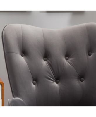 Streamdale Contemporary Silky Velvet Tufted Button Back Accent Chair, Gray