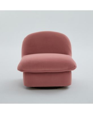 Streamdale Velvet Swivel Chair with 360-degree Metal Base