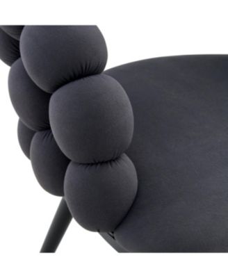 Streamdale Set of 2 Gray Velvet Dining Chairs with Black Legs