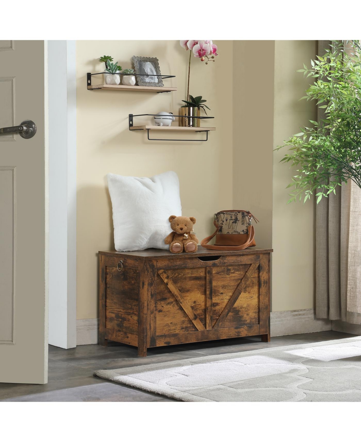 Streamdale Furniture Streamdale Retro Toy Box Organizer Entryway Storage Bench, Rustic Brown