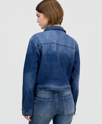 Juniors' Long-Sleeve Denim Trucker Jacket