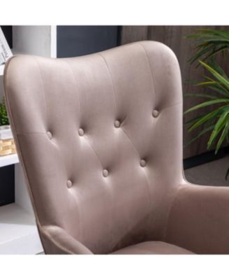 Streamdale Contemporary Silky Velvet Tufted Button Back Chair, Chocolate