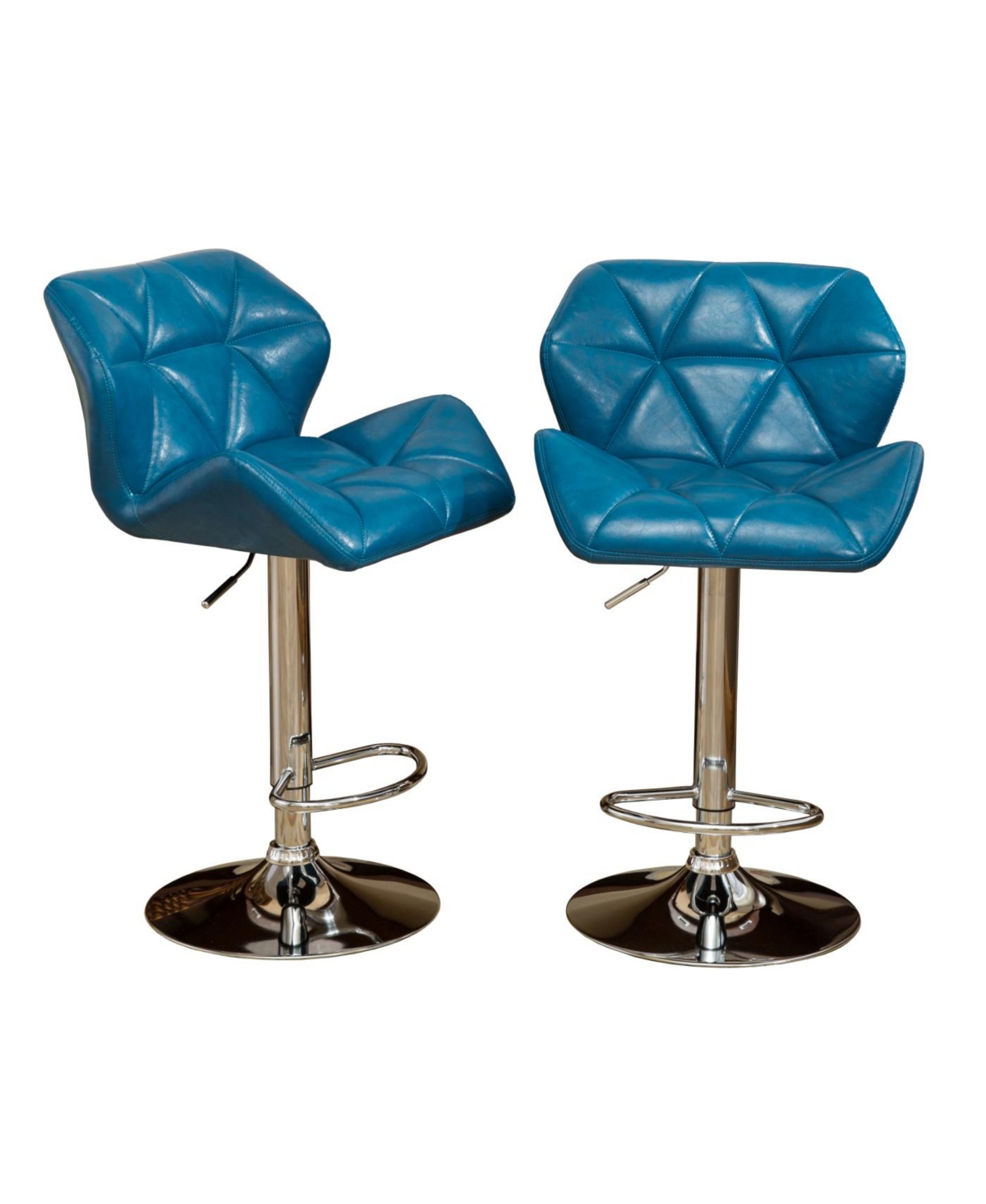 Streamdale Contemporary Tufted Adjustable Height Hidraulic Bar Stools, Set of 2, Blue