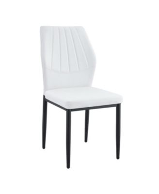 Streamdale Set of 4 Black & White Dining Chairs, Ergonomic PU Backrest