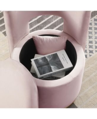 Streamdale 360 Swivel Velvet Chair w/ Storage & Gold Base