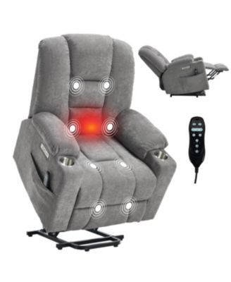 Streamdale Power Lift Recliner Chair with Massage, Heat, USB/Type C Ports, Light Grey