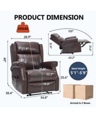 Brown Faux Leather Manual Recliner Chair with 8 Vibrating Nodes & 3 Massage Modes