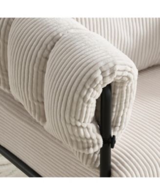 Streamdale Modern Teddy Fleece Upholstered Chair with Gold Metal Legs, Creamy White