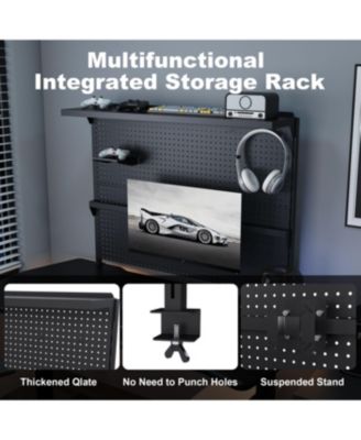 Desk Pegboard with Monitor Stand, 43x35 Inch Organizer, Black