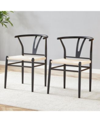 Wesborn Y-shaped Medieval Armchair, Woven Seat, Set of 4