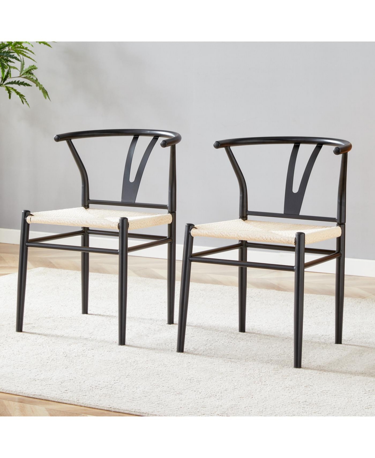 Streamdale Furniture Wesborn Y-shaped Medieval Armchair, Woven Seat, Set of 4