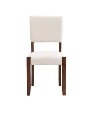 Streamdale Upholstered Dining Chairs Set of 4, Ergonomic Kitchen Chairs with Solid Rubber Wood Legs, Beige