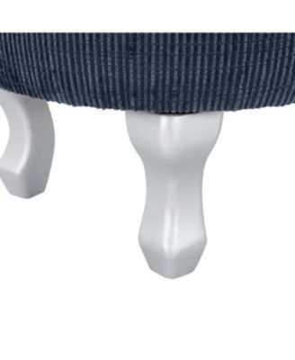 Streamdale Blue Storage Bench with Button-Tufted Fabric Upholstery and Fringe