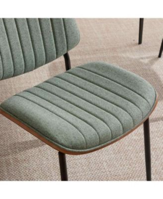 Dining Chairs Set of 2 Mid Century Modern Retro Linen Chair (Olive Green)
