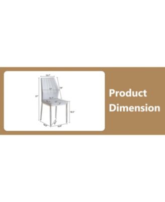 Streamdale Set of 4 Light Gray & Silver Dining Chairs, 37" High, Ergonomic PU Backrest