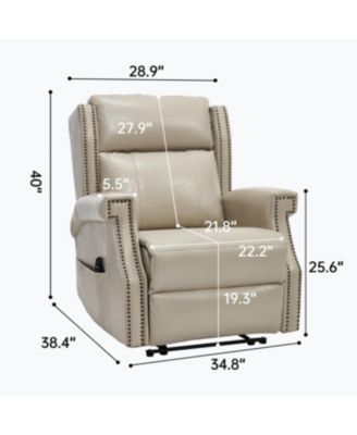 Beige Faux Leather Manual Recliner Chair with 8 vibrating nodes & 3 massage modes.