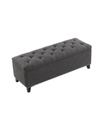 Streamdale 47.5" Storage Ottoman Bench with Safety Hinge, Button-Tufted, Supports 500lbs - Dark Grey