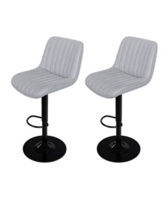Streamdale Grey Swivel Bar Stools with Adjustable Height (Set of 2)