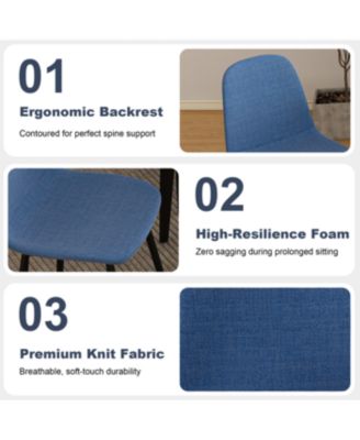 Streamdale Modern Blue Knit Dining Chairs with Iron Legs (Set of 4)