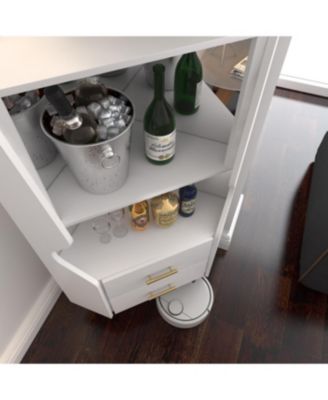 Streamdale Wooden Corner Bar Cabinet with Storage Shelves and Drawers, White