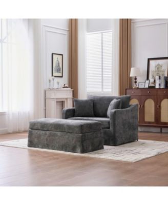Streamdale Modern Farmhouse Performance Chair with Ottoman, Charcoal