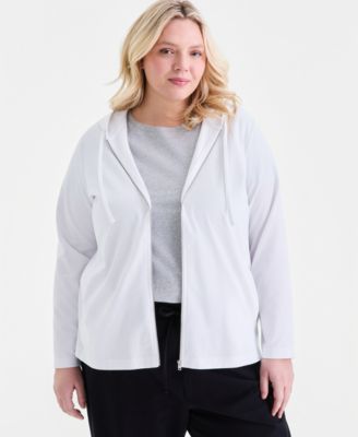Plus Size Zip-Up Hooded Sweatshirt