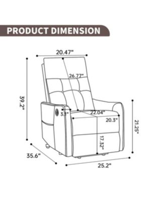 Brown PU Power Lift Recliner with Massage, Heat & USB for Elderly