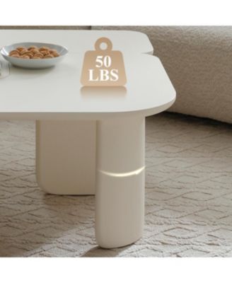 Streamdale Modern L-Shape Coffee Table, Multi-layer Green Paint, White