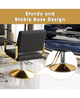Hydraulic Salon Chair - 360 Swivel Barber Stylist Chair (Black+Gold)