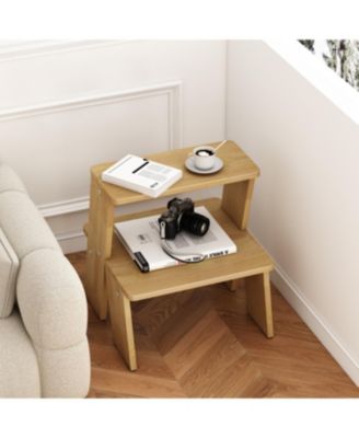 Streamdale 2-Tier Natural Finish Wooden Nightstand/End Table
