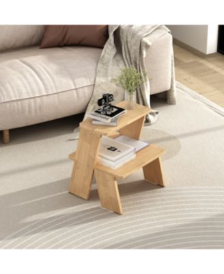 Streamdale 2-Tier Natural Finish Wooden Nightstand/End Table