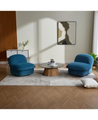 Velvet Swivel Chair with 360-degree Metal Base