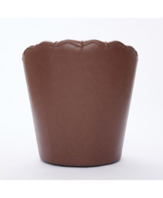 Brown Petal Swivel Chair - 360 Spin, Genuine Leather Wing-Back Desk Chair