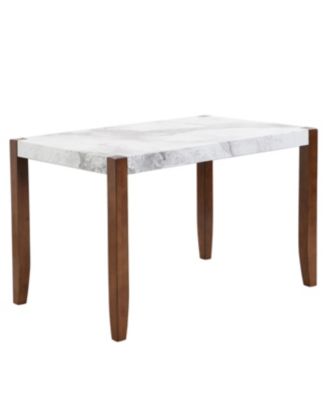 5-Piece Faux Marble Dining Table Set for 4 with Upholstered Chairs, Gray