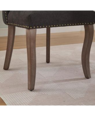 Wooden Dining Chairs Set of 2, Modern Fabric Upholstered Kitchen Chairs, Black