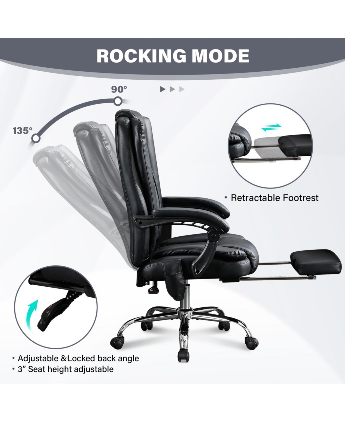 Streamdale Furniture Streamdale Massage Office Chair with Heat, Vibration, Foot Rest & Reclining Backrest