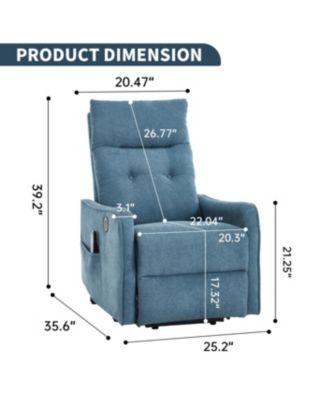 Blue Chenille Power Lift Recliner Chair with Massage, Heat & USB Charging