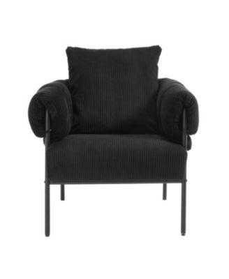 Modern Teddy Fleece Chair with Gold Legs, Black