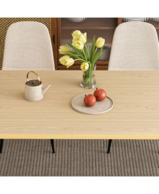 Streamdale 63" Farmhouse Industrial Dining Table Set w/ 4 Beige Chairs, Iron Legs