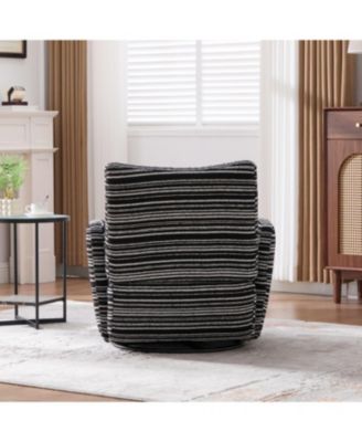 Streamdale Modern Style Swivel Leisure Chair with Striped Armrest